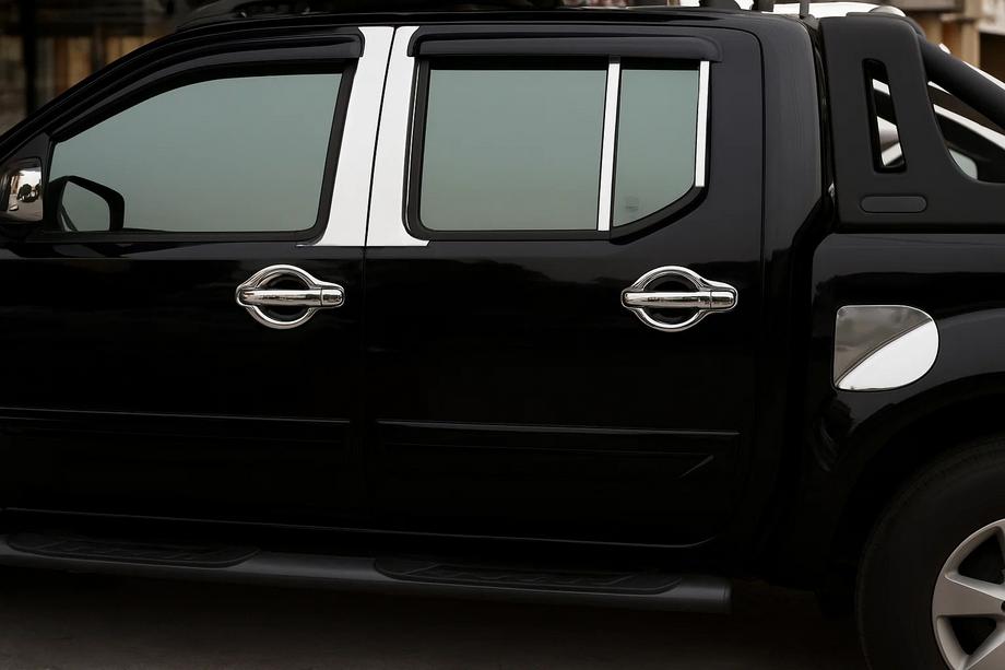 Nissan Navara 2006-2015 гг. Хром накладки на стойки (6 шт, нерж сталь) Image