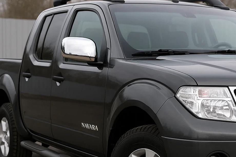 Nissan Navara 2006-2015 гг. Накладки на Зеркала (2 шт, Нержавейка) Без повторителя поворота Image