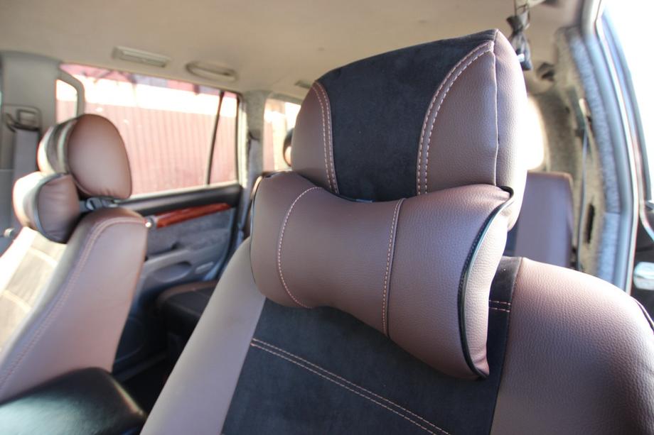 Toyota Land Cruiser Prado 120 2002-2009 гг. Авточехлы экокожа+ткань+алькантара Antara A088 (полный салон) Фото 17