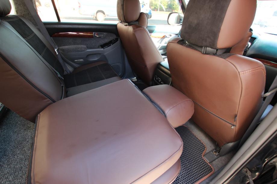 Toyota Land Cruiser Prado 120 2002-2009 гг. Авточехлы экокожа+ткань+алькантара Antara A088 (полный салон) Фото 20