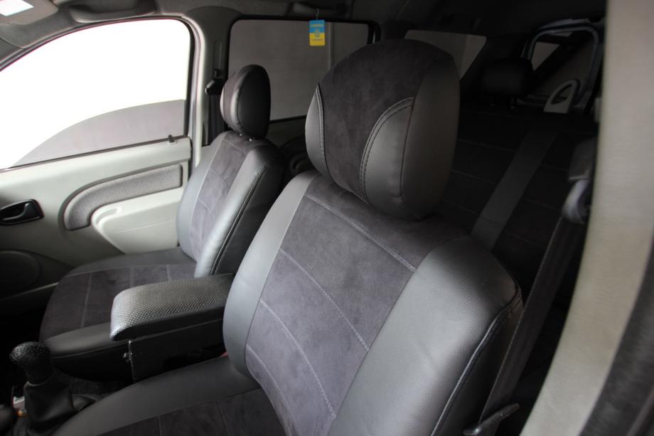 Renault Logan I 2005-2008 гг. Авточехлы экокожа+ткань+алькантара Antara A001 (полный салон) Фото 6