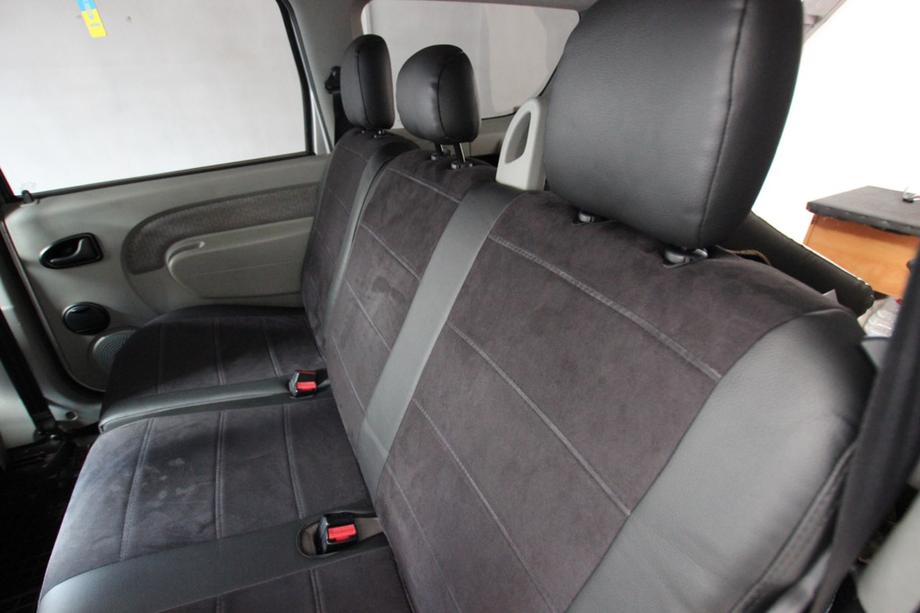 Renault Logan I 2005-2008 гг. Авточехлы экокожа+ткань+алькантара Antara A001 (полный салон) Фото 8
