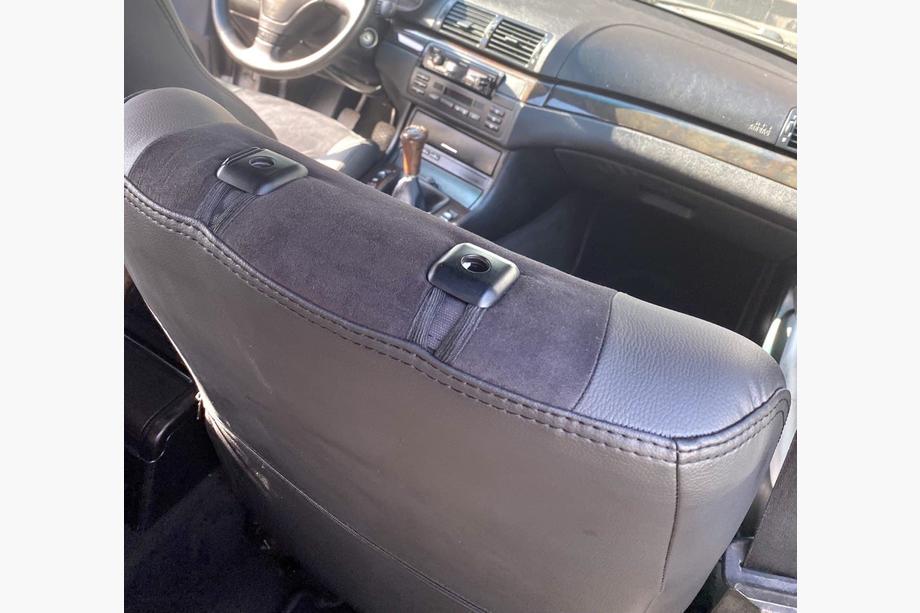 BMW 3 серия E46 1998-2006 гг. Авточехлы экокожа+ткань+алькантара Antara A001 (полный салон) Фото 13