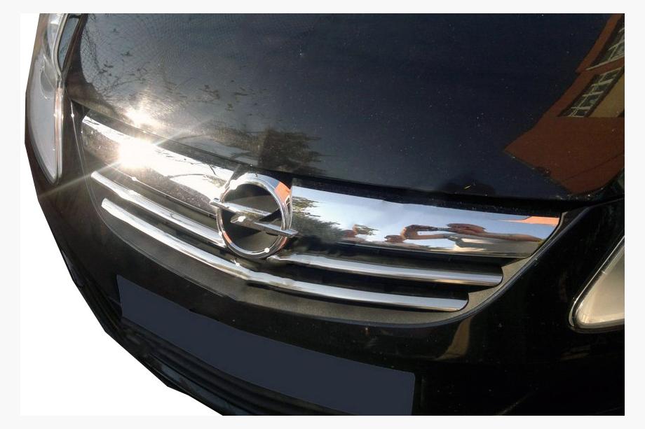 Opel Corsa D 2007-2014 гг. Хромированные накладки на решетку (3 шт., нерж. сталь) Image