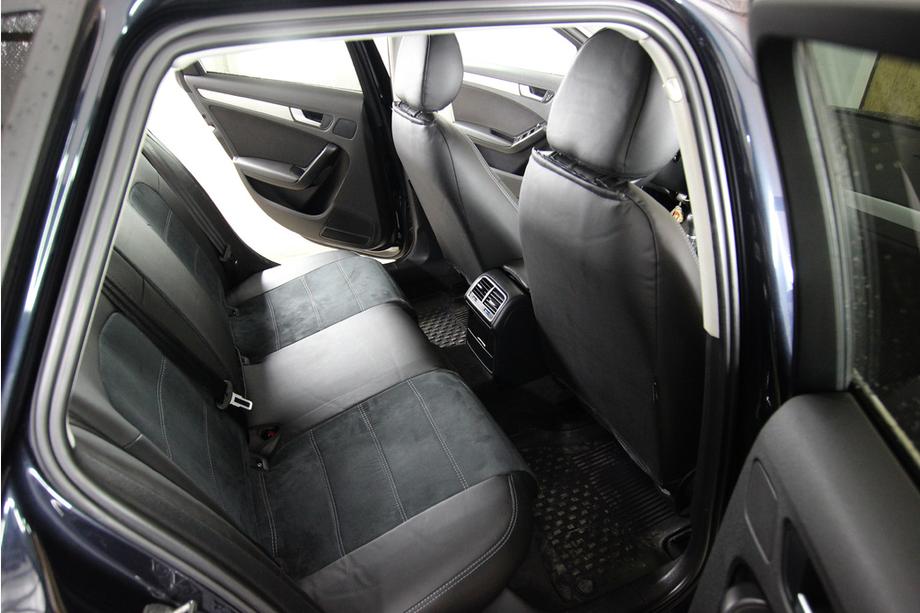 Audi A4 B8 2007-2015 гг. Авточехлы экокожа+ткань+алькантара Antara A001 (полный салон) Фото 4