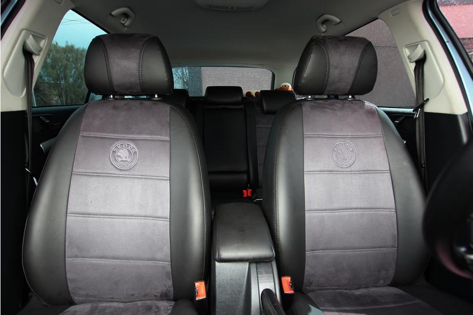 Skoda Octavia II A5 2006-2010 гг. Авточехлы экокожа+ткань+алькантара Antara A001 (полный салон) Фото 6