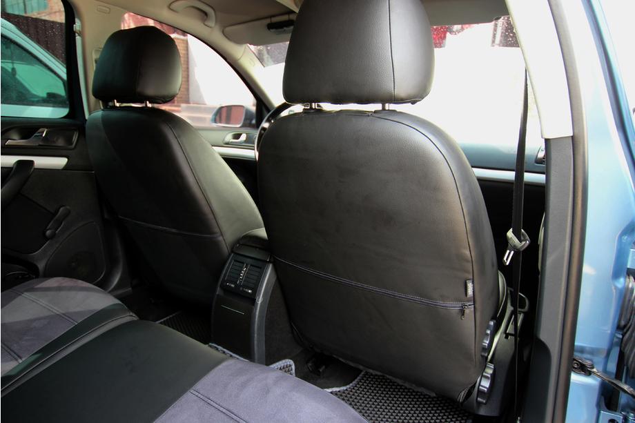 Skoda Octavia II A5 2006-2010 гг. Авточехлы экокожа+ткань+алькантара Antara A001 (полный салон) Фото 13