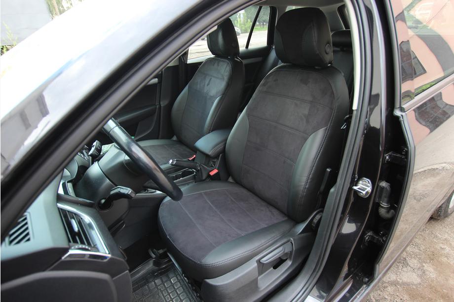 Skoda Octavia III A7 2013-2019 гг. Авточехлы экокожа+ткань+алькантара Antara A001 (полный салон) Фото 4