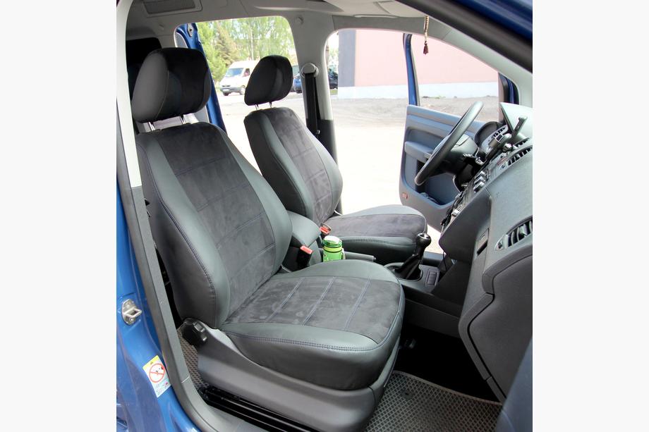 Volkswagen Caddy 2010-2015 гг. Авточехлы Эко-кожа+Ткань+Алькантара Antara A001b (Полный комплект) Фото 1
