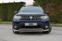 Dacia Duster 2018-2024 гг. Передняя защита Vegas (60/42мм, нержавейка) фото 3