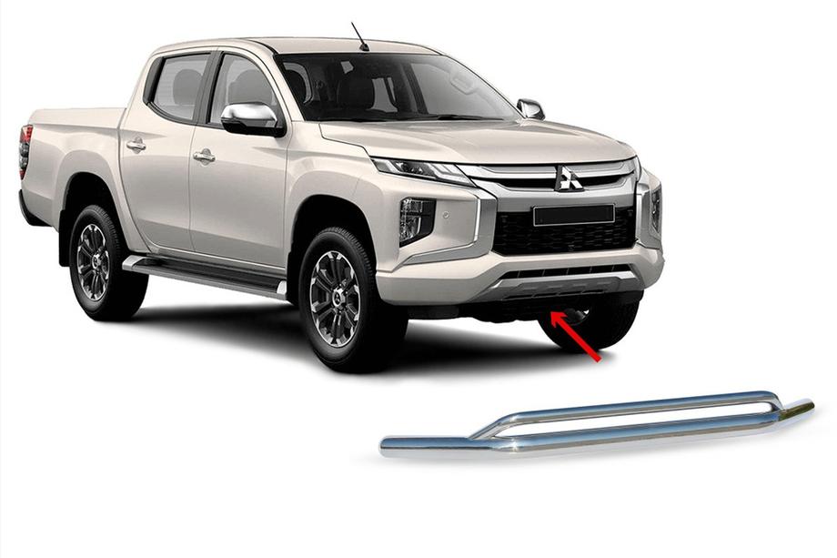 Mitsubishi L200 2015-2024 гг. Передняя двойная защита Vegas 2019+ (нерж, 76мм) Image