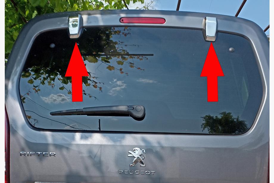 Peugeot Partner/Rifter 2019- гг. Накладки на петли задних дверей (2 шт, нержавейка) Image