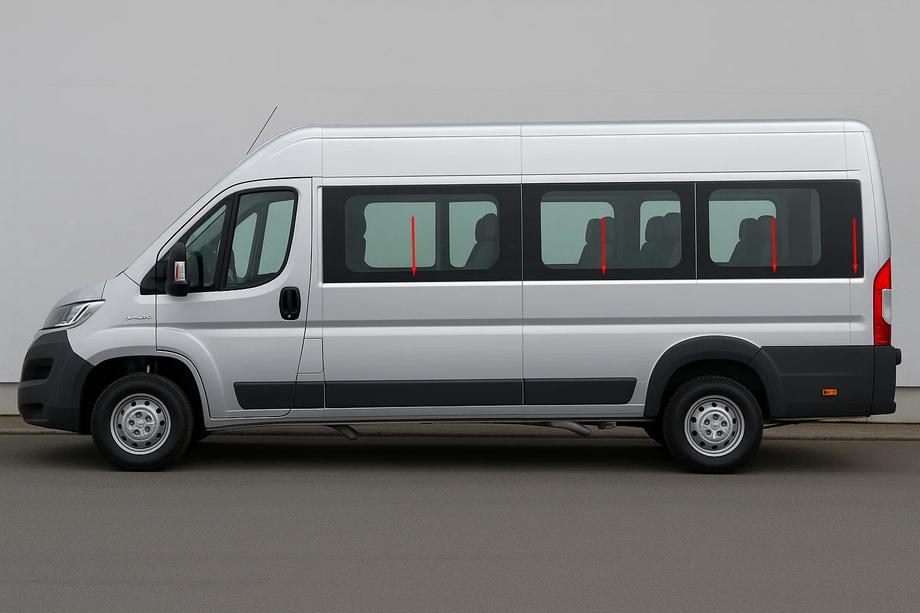 Fiat Ducato 2006-2025 гг. Комплект нижних молдингов стекол нержавейка Image