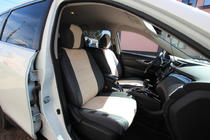 Nissan X-trail T32/Rogue 2014-2021 гг. Авточехлы ЭкоКожа+Ткань+Алькантара Antara A0013 (Полный Комплект) фото 1