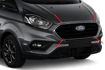 Ford Custom 2013-2022 гг. Хромированная окантовка решетки радиатора 2018+ (4 шт., нержавейка) фото 1
