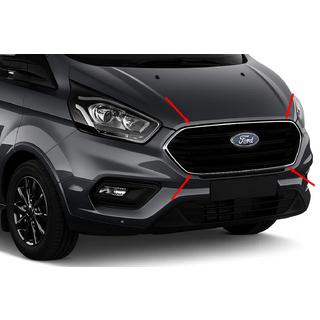 Хромированная окантовка решетки радиатора 2018+ (4 шт., нержавейка) Ford Custom 2013-2022 гг. фото 1