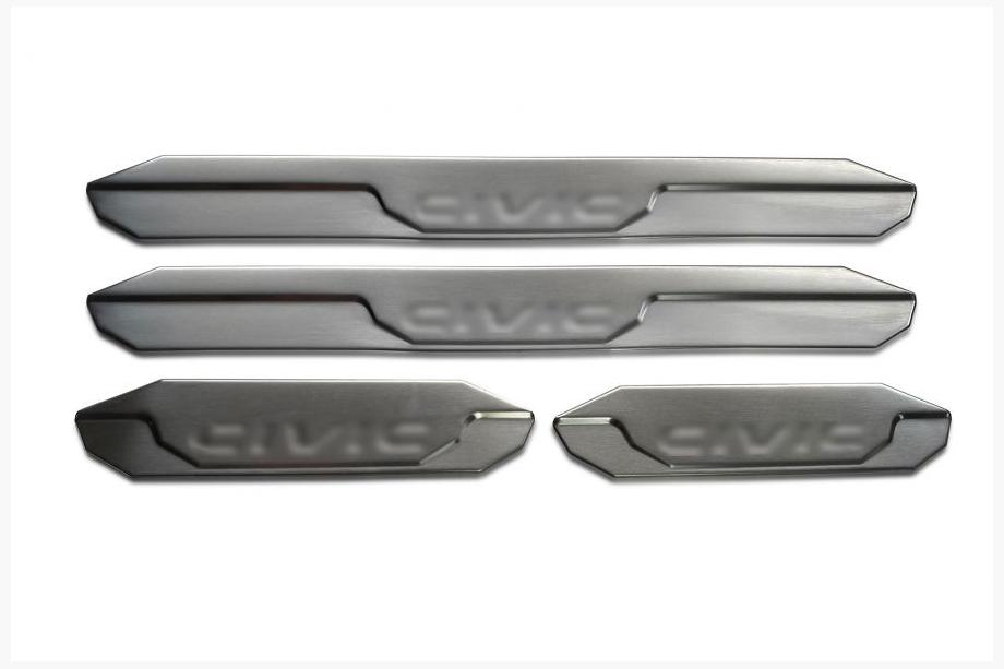 Honda Civic Sedan VIII 2006-2011 гг. Накладки на пороги OmsaLine V2 (4 шт, нержавейка) Image