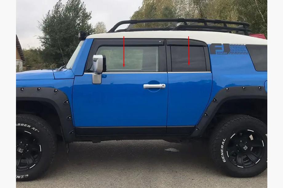 Toyota FJ Cruiser 2006-2022 гг. Нижние накладки на окна из нержавейки (4 шт.) Фото 1