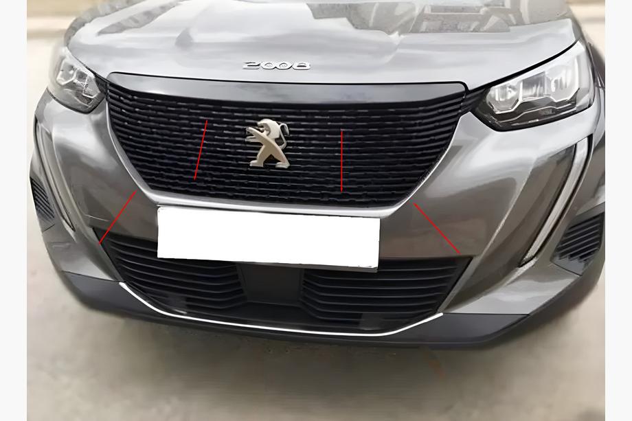 Peugeot 2008 2019- гг. Окантовка решетки радиатора (3 шт, нержавейка) Image