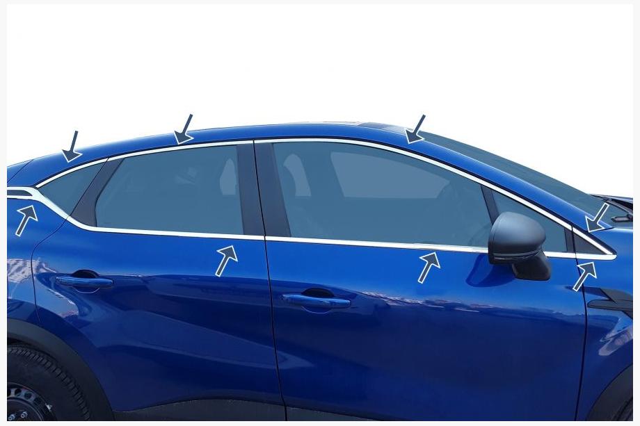 Renault Captur 2019- гг. Полный комплект окантовки окон (16 шт, нержавейка) Image