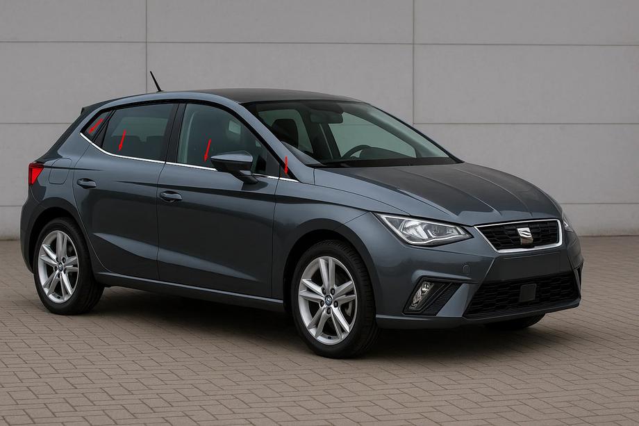 Seat Ibiza 2017- гг. Окантовка окон нержавейка (4 шт) Image