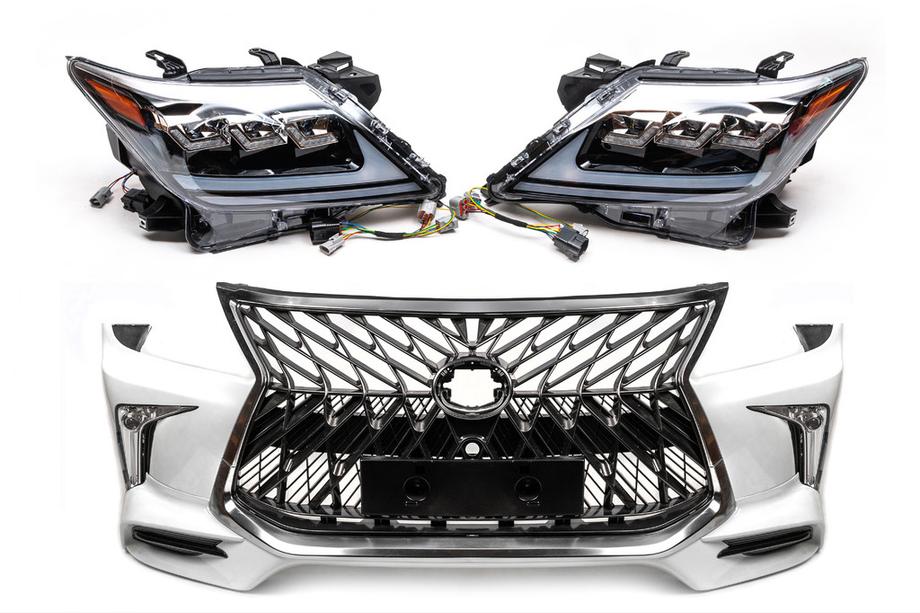 Lexus LX570/450d 2008-2022 гг. Комплект мини-рестайлинга с модели 2008-2015 на TRD Sport (бампер, фары) Фото 4