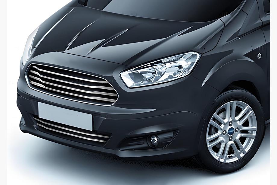 Ford Courier 2014-2023 гг. Накладки на решетку Carmos (2014-2018, 6 шт, нержавейка) Image