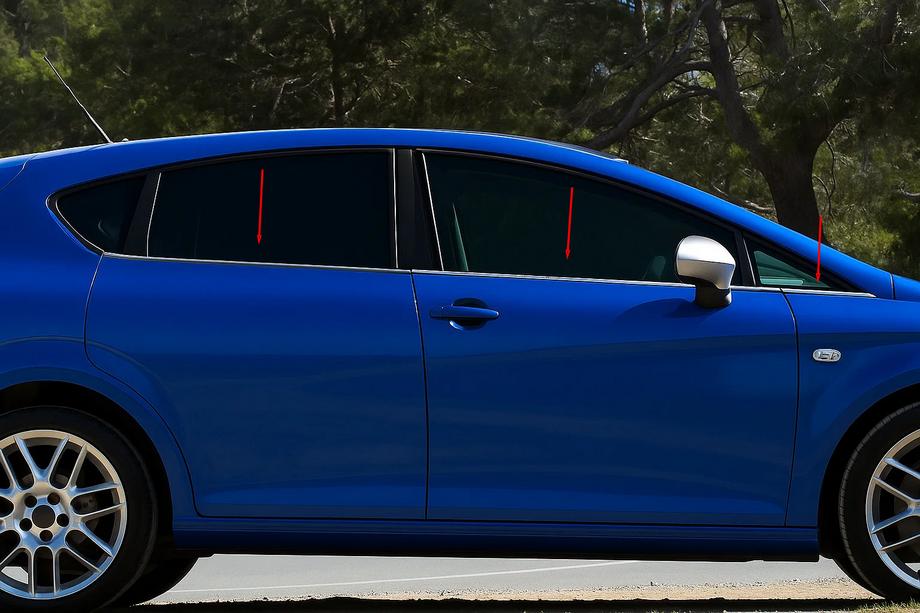 Seat Leon 2005-2012 гг. Накладки на окна нержавеющая сталь Carmos (6 шт) Image