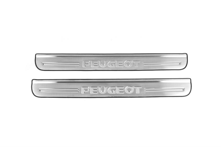 Peugeot 307 2001-2008 гг. Накладки на пороги Carmos V2 (2 шт, нержавеющая сталь) Image