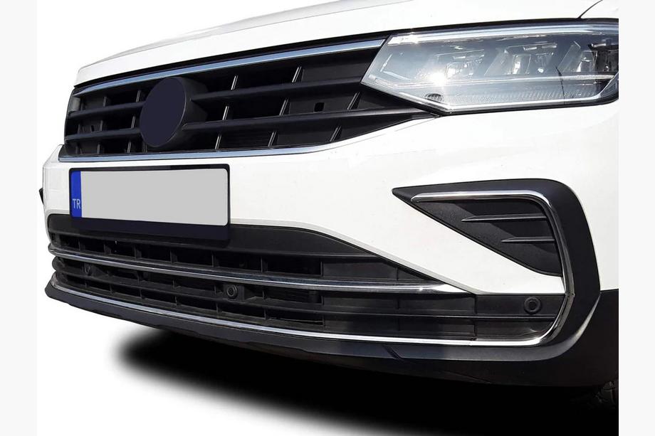 Volkswagen Tiguan 2016-2023 гг. Накладки на противотуманные фары 2020+ (4 шт, нержавейка) Image