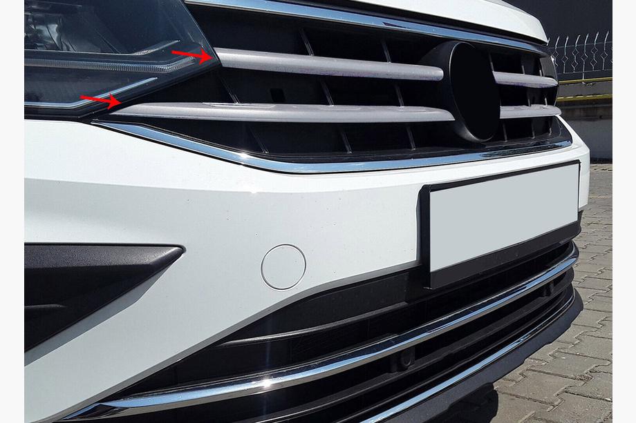 Volkswagen Tiguan 2016-2023 гг. Накладки на решетку 2020+ (4 шт., нержавейка) OmsaLine - Итальянская Нержавейка Фото 1