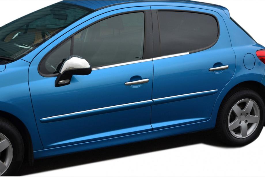 Peugeot 207 2006–2014 гг. Наружные молдинги окон нержавейка (4 шт) Фото 1