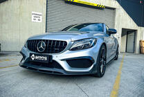 Mercedes C-class W205 2014-2021 гг. Передняя решетка Panamericana GT Черная (для Avantgarde/AMG-Line/C43 AMG) фото 5