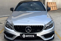 Mercedes C-class W205 2014-2021 гг. Передняя решетка Panamericana GT Черная (для Avantgarde/AMG-Line/C43 AMG) фото 6