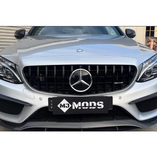 Передняя решетка Panamericana GT Черная (для Avantgarde/AMG-Line/C43 AMG) Mercedes C-сlass W205 2014-2021 гг. фото 1