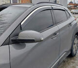 Hyundai Kona 2017-2023 гг. Ветровики с хромированным молдингом (4 шт, Niken) фото 2