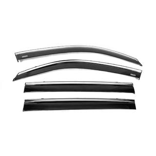 Ветровики с хромированным молдингом (4 шт, Niken) Toyota Land Cruiser 200 2007-2021 гг. фото 4