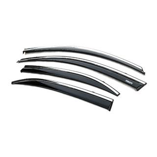 Ветровики с хромированным молдингом (4 шт, Niken) Chevrolet Malibu 2011-2018 гг. фото 3