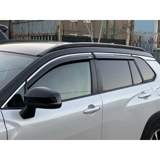 Ветровики с хромированным молдингом (4 шт, Niken) Toyota Corolla Cross 2020- гг. фото 1