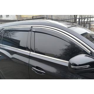 Ветровики с хромированным молдингом (4 шт, Niken) Chery Tiggo 7 2020- гг. фото 1