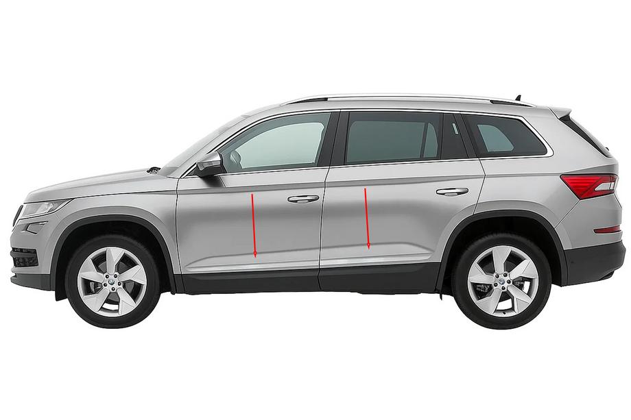Skoda Kodiaq 2016-2023 гг. Узкие дверные молдинги из нержавеющей стали Carmos Image