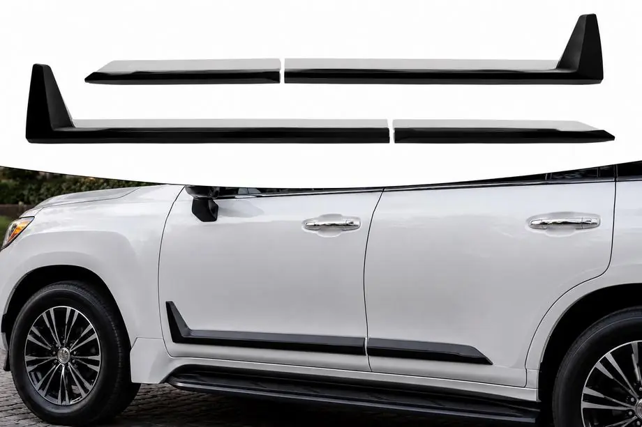 Lexus LX 500d/600 2022- гг. Черные молдинги на двери F-Sport белый+черный (4 шт, ABS) Image