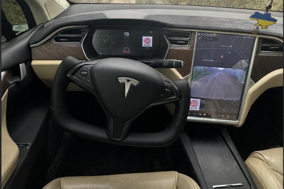 Tesla Model X 2015- гг. Руль в стиле штурвала (Кожзам и вставки из карбона) Image