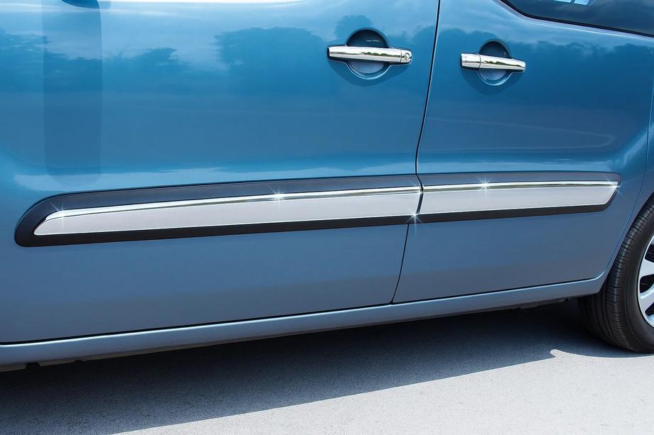 Peugeot Partner Tepee 2008-2018 гг. Дверные Молдинги Нержавеющая Сталь (4 шт) OmsaLine - Итальянская Нержавейка Image