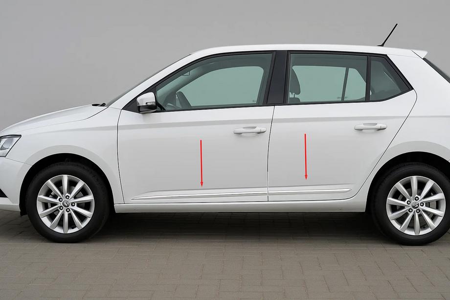 Skoda Fabia 2014-2021 гг. Молдинги на двери Нержавеющая сталь (4 шт) Image