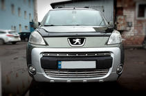 Peugeot Partner Tepee 2008-2018 гг. Накладки на решетку радиатора (2 шт., нерж. сталь) OmsaLine - Итальянская Нержавейка фото 1