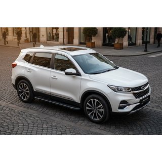 Боковые пороги Bosphorus Black (2 шт., алюминий) Chery Tiggo 7 2020- гг. фото 1