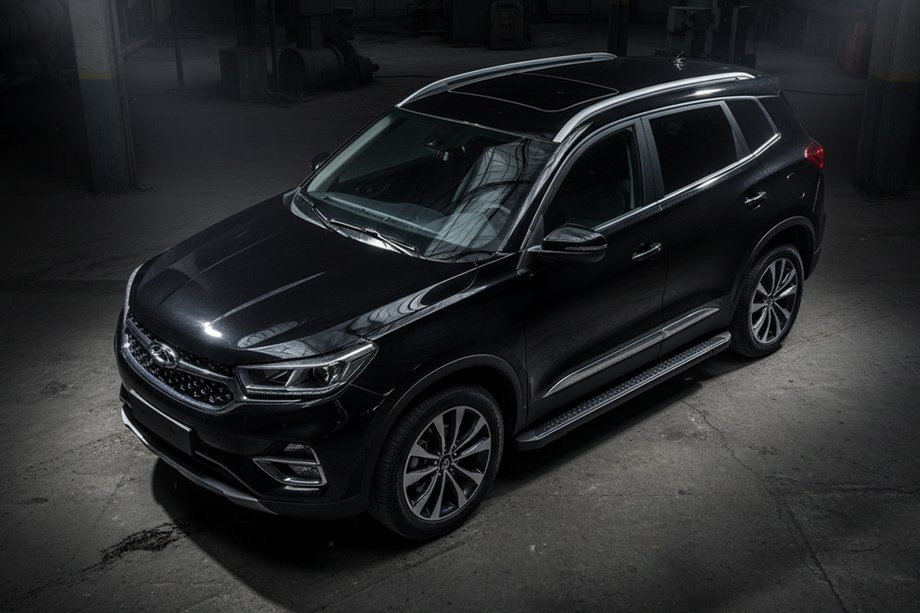 Chery Tiggo 7 2020- гг. Боковые Подножки Allmond Black (2 шт., Алюминий) Image