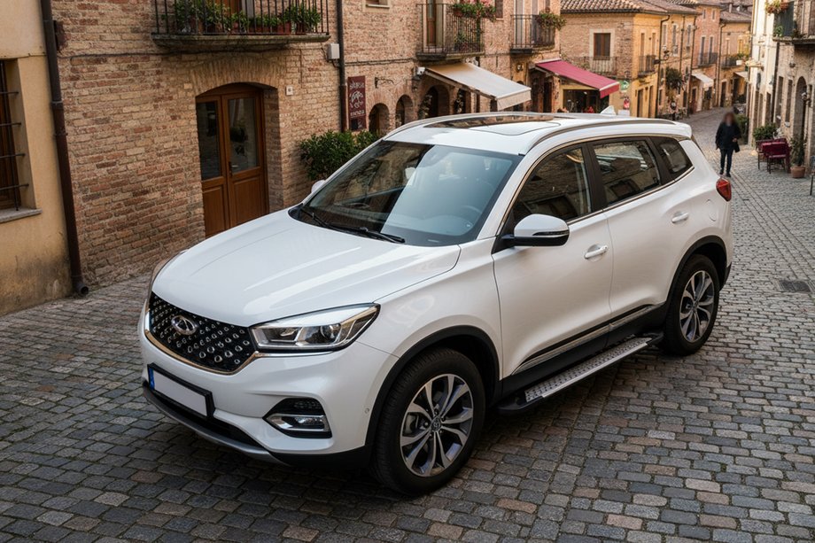 Chery Tiggo 8 2017- гг. Боковые пороги Allmond Grey (2 шт., алюминий) Image