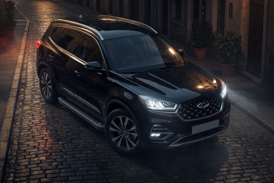 Chery Tiggo 8 2017- гг. Боковые Подножки Allmond Black (2 шт., Алюминий) Image